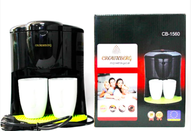 Крапельна кавоварка на 2 чашки Crownberg CB-1560