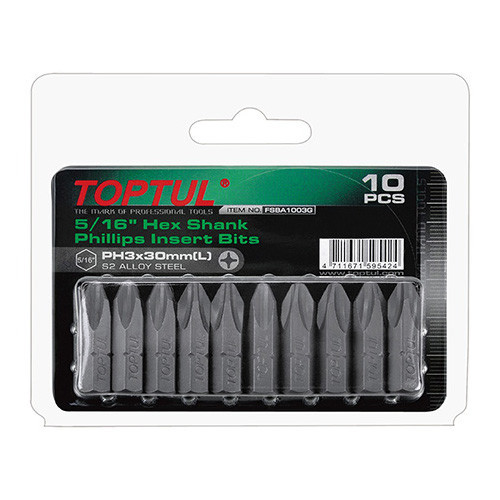 Набір насадок відвертих TOPTUL 5/16" L30м PH3 10ед. FSBA1003G