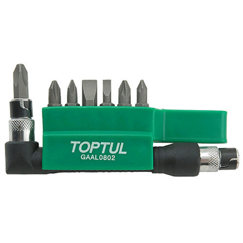 Набір бітів-насадки + Г-Обр. переходник TOPTUL 1/4" 8ед. GAAL0802