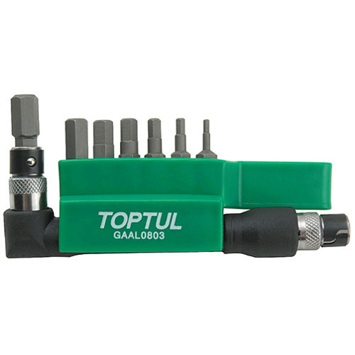Набір бітів + Г-Обр. переходник TOPTUL 1/4" HEX 2-8ммм 8ед. GAAL0803