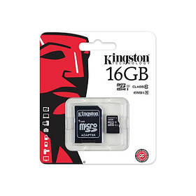 Картка пам'яті Kingston MicroSDHC 16 GB Class 10 UHS-I + SD-адаптер (SDC10G2/16GB)