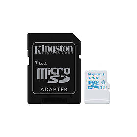 Картка пам'яті Kingston 32GB microSDHC C10 UHS-I U3 + SD-адаптер Action (SDCAC/32GB)