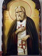 Икона Святого Преподобного Серафима Саровского писаная маслом