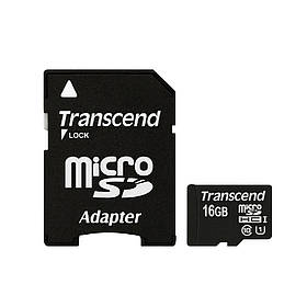 Картка пам'яті Transcend MicroSDHC UHS-I 16 GB Class 10 + SD-adapter (TS16GUSDU1)