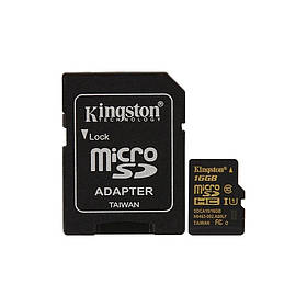 Картка пам'яті Kingston 16 GB microSDHC C10 + SD-адаптер (SDCA10/16GB)