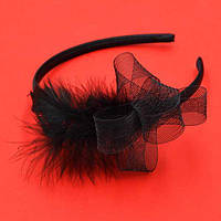 Обруч страусине пір'я регулін чорний атлас ширина 10 мм