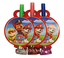 Язички - гудки карнавальні (6 шт/уп.) - Щенячий Патруль, Червоний ободок