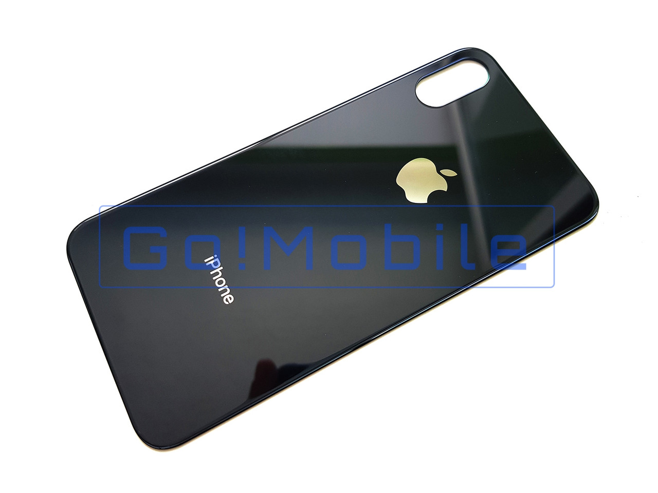 Задня кришка iPhone XS, сіра (чорна) для заміни без розбирання корпусу (великий виріз під скло камери)
