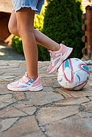 Детские кроссовки на липучке, размеры 25-29 (Розовые)