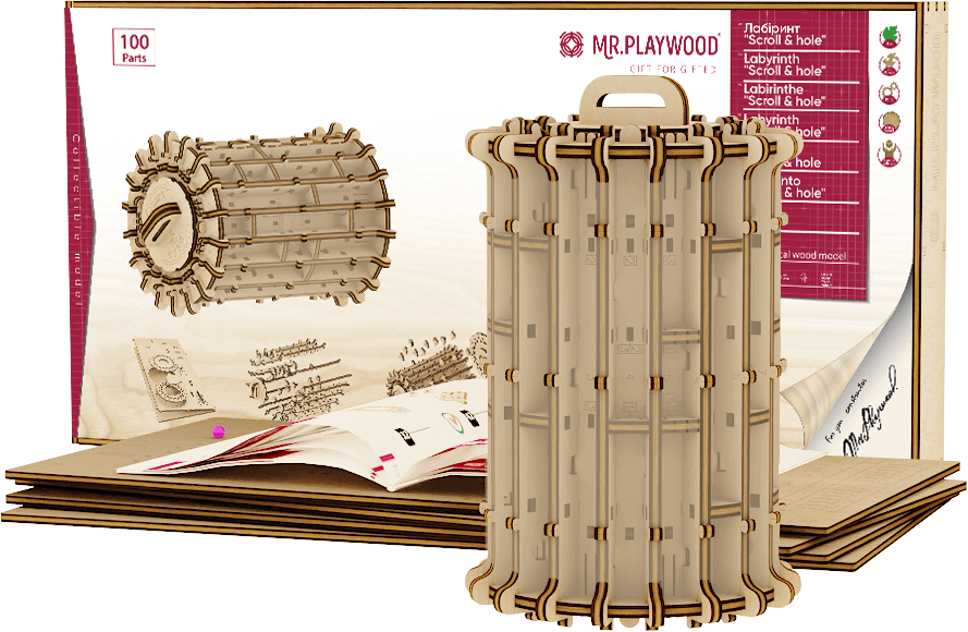 Механічний конструктор з дерева Лабіринт «Scroll&hole» подарунок