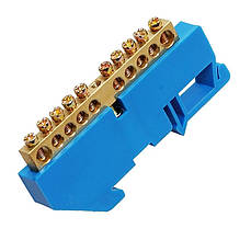 Шина изолированная «N» на DIN-рейку ШЛІ8х12-10 синій Ny95500193