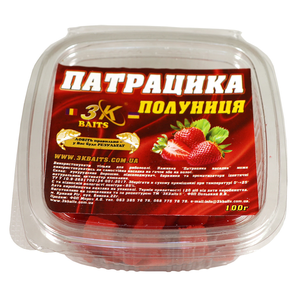 Патрацика насадна 3k Baits Полуниця 100г 3к15005, фото 1