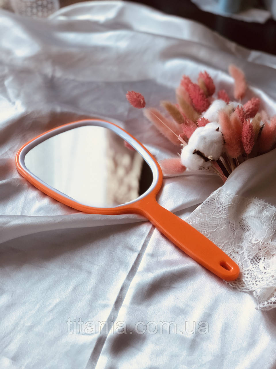 Дзеркало косметичне овальне з ручкою 28х13см TITANIA art.1530L, фото 1