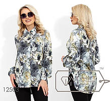 Жіноча ошатна картата кольорова сорочка з принтом (р.42-44). Арт-2626/23 жовтий