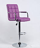 Барний стілець Августо AUGUSTO - ARM ЕК помаранчева екокожа + хром, з підлокітниками, фото 5