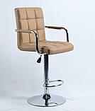 Барний стілець Августо AUGUSTO - ARM ЕК помаранчева екокожа + хром, з підлокітниками, фото 7