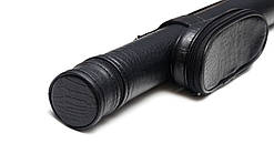 Тубус для кия з великою кишенею чорний крокодил на замку з наплечним ременем