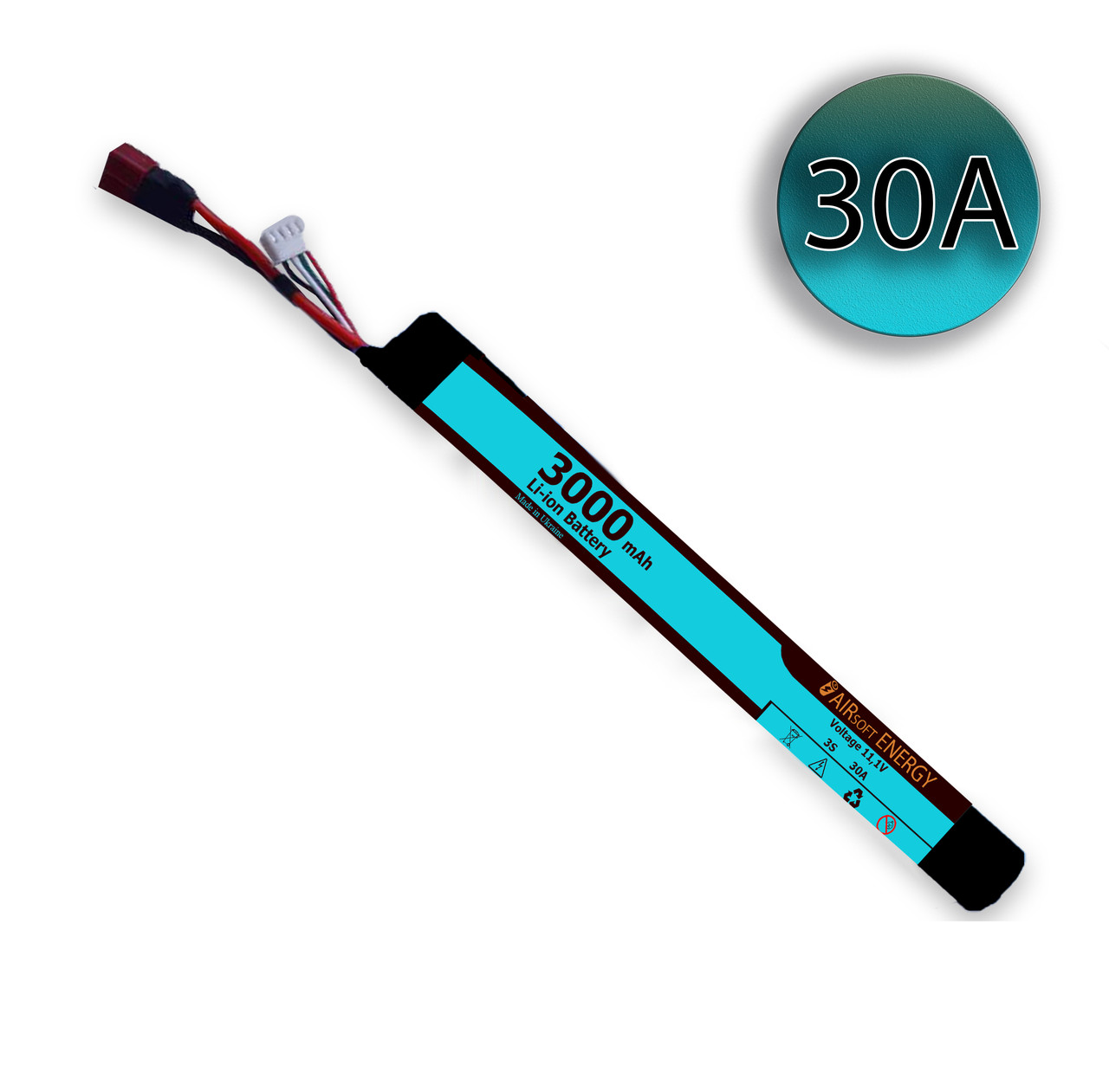 Високострумовий акумулятор Li-Ion 11,1 V 3000mAh 30А тип АК "Ковбаса" [AirsoftEnergy] страйкбол airsoft, фото 1