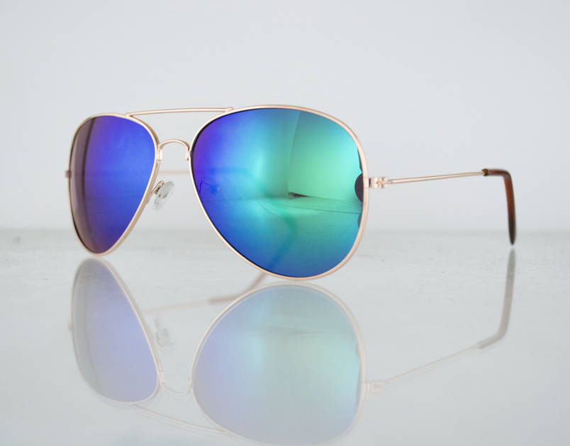 Окуляри унісекс сонцезахисні Aviator (Авіатор) дзеркальні — Золоті — 3008, фото 1