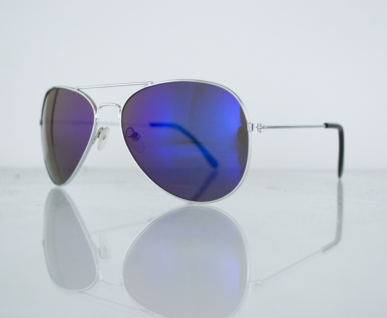 Окуляри унісекс сонцезахисні Aviator (Авіатор) дзеркальні — Срібні — 3008