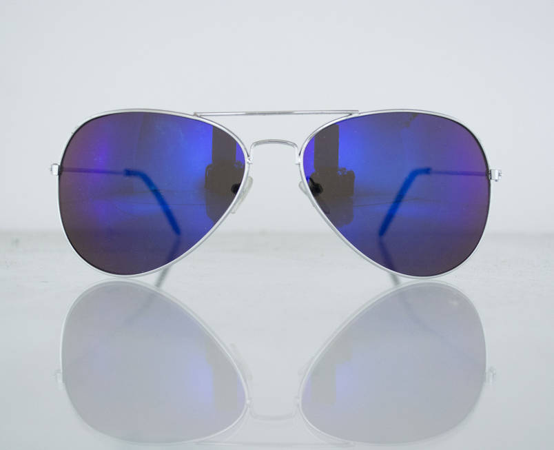 Окуляри унісекс сонцезахисні Aviator (Авіатор) дзеркальні — Срібні — 3008, фото 3