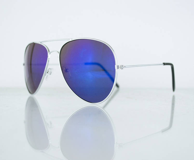 Окуляри унісекс сонцезахисні Aviator (Авіатор) дзеркальні — Срібні — 3010, фото 1
