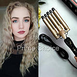 Плойка для волосся п'ять хвиль Geemy GM-2933. Щипці стайлер для укладки, завивки волосся з керамічним, фото 7