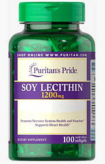 Puritan's Pride Soy Lecithin 1200 mg, Соєвий лецитин (100 капс.)