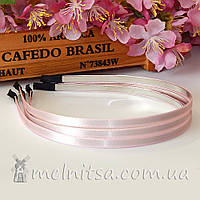 Обруч для волосся з рожевою атласною стрічкою, 6 мм