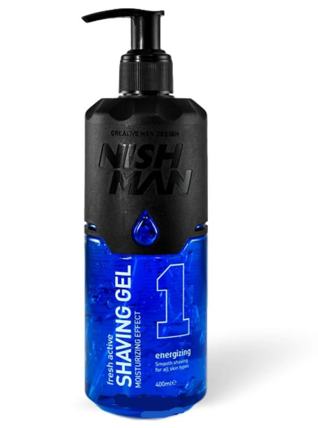 Гель для гоління Nishman №1 Energizing Shaving Gel синій з дозатором, 400 мл