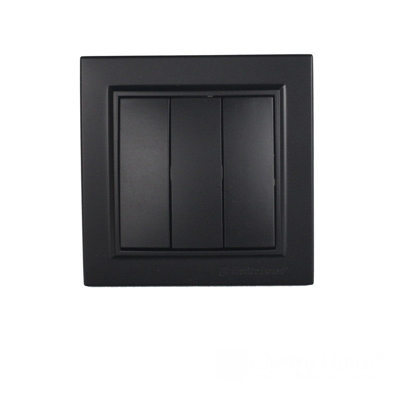 Вимикач потрійний Бездоганний графіт Enzo IP22 EH-2185-PG