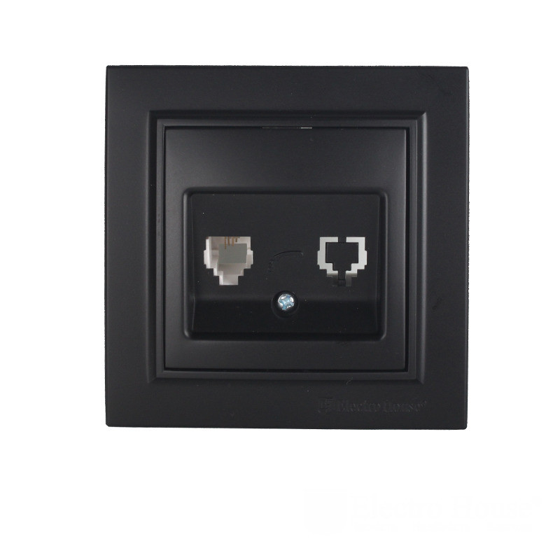 Розетка комп'ютерна Бездоганний графіт Enzo 1x8P8C IP22 EH-2114-PG