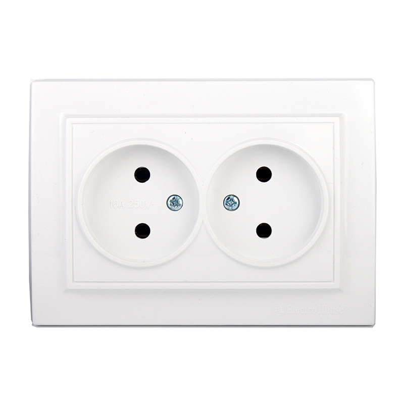 Розетка подвійна без заземлення термопластик Enzo EH-2110P EH-2110P