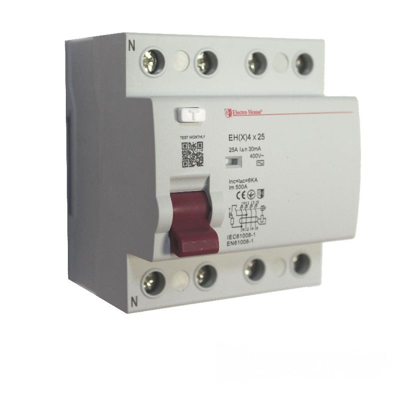УЗО 4P 25A 100mA 230-400V IP20 EH(x) 4x25