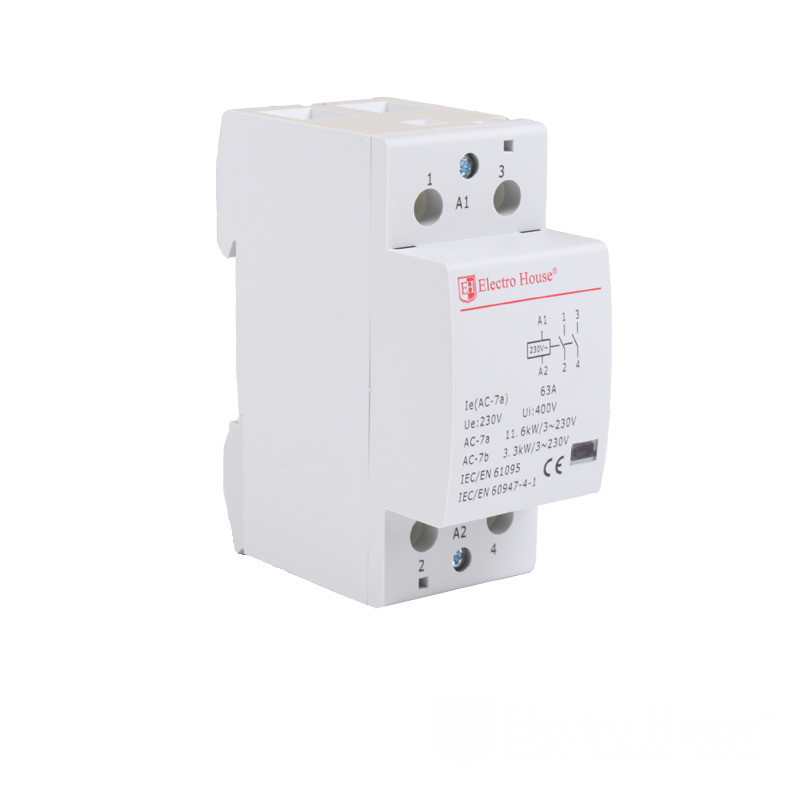 Контактор модульний 2P 63A 220-230V IP20 2НО EH-MK-25