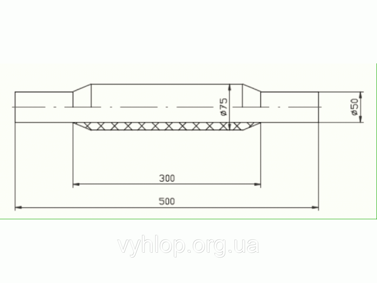 Бочка глушника універсальна ( d= 75 L=500 ; d= 50 )