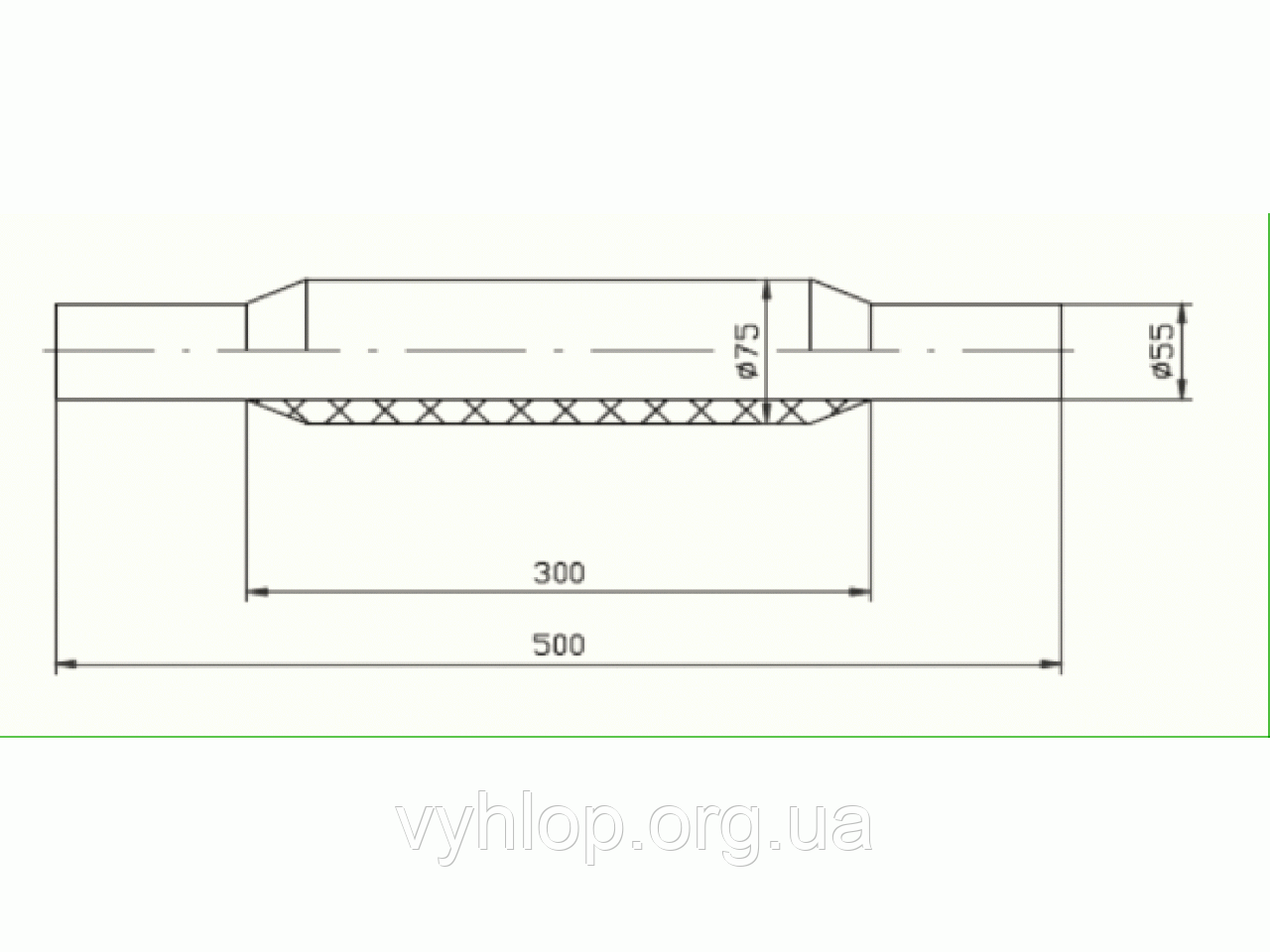 Бочка глушника універсальна ( d= 75 L=500 ; d= 55 )