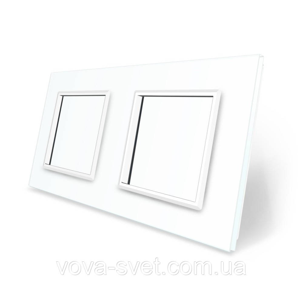 Рамка розетки Livolo 2 поста белый стекло (VL-C7-SR/SR-11) - фото 1 - id-p816442711