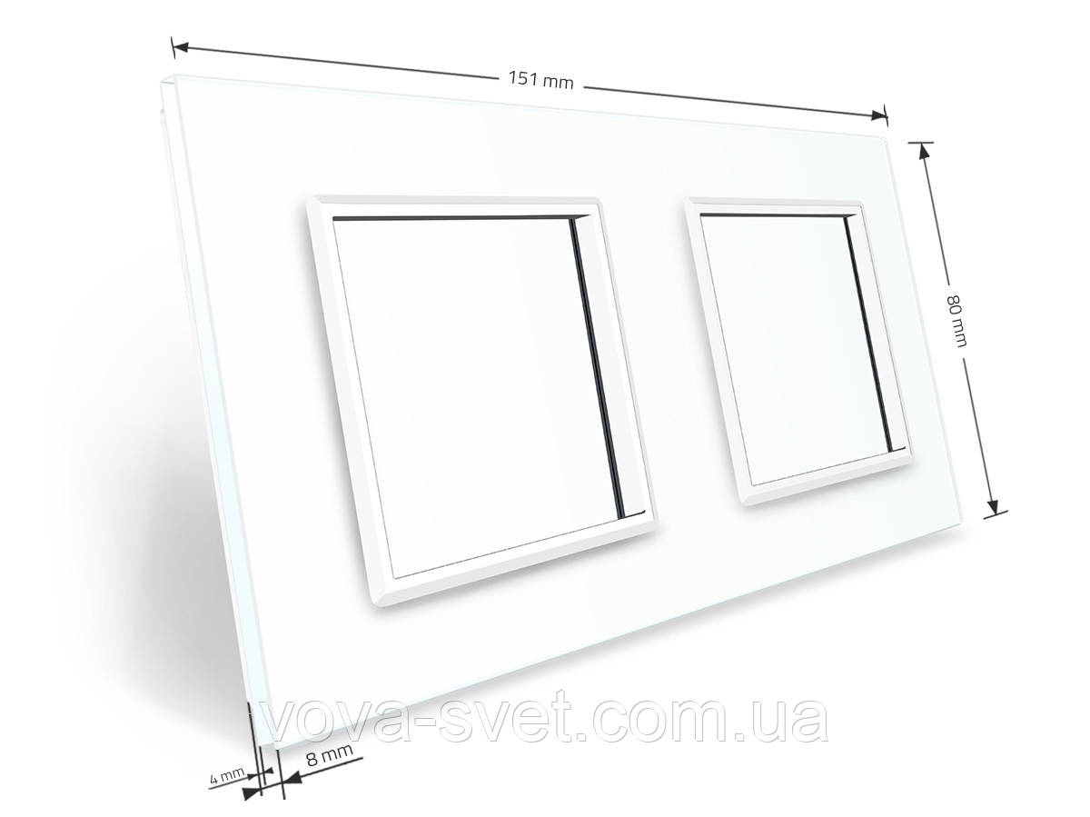 Рамка розетки Livolo 2 поста белый стекло (VL-C7-SR/SR-11) - фото 3 - id-p816442711