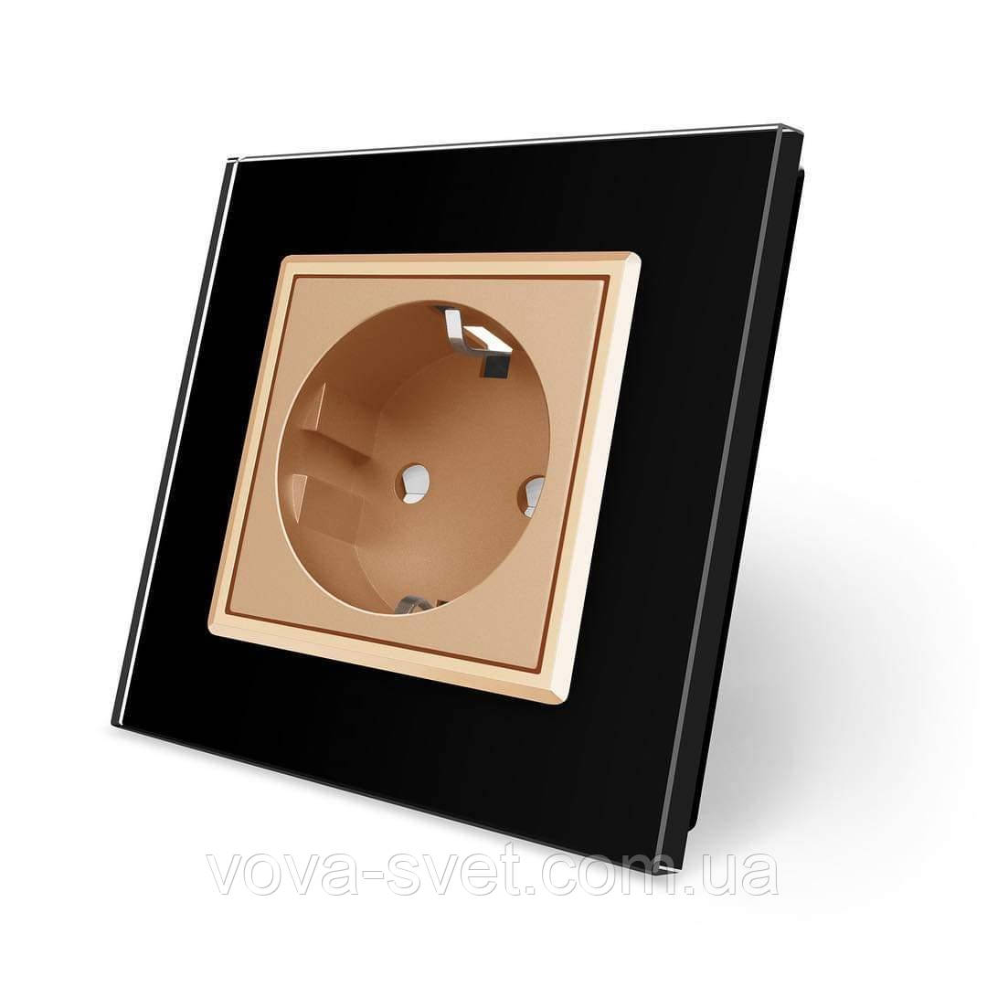 Розетка с заземлением Livolo черный золото стекло (VL-C7C1EU-12/13) - фото 1 - id-p1230332601