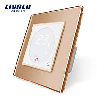 Терморегулятор Livolo для водяных систем отопления цвет белый золотая рамка (VL-C701TM-11/13)