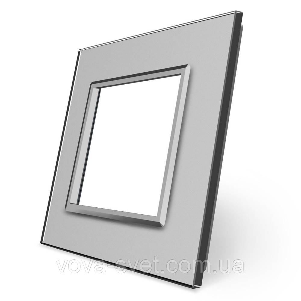 Рамка розетки Livolo 1 пост серый стекло (VL-C7-SR-15) - фото 1 - id-p816445246