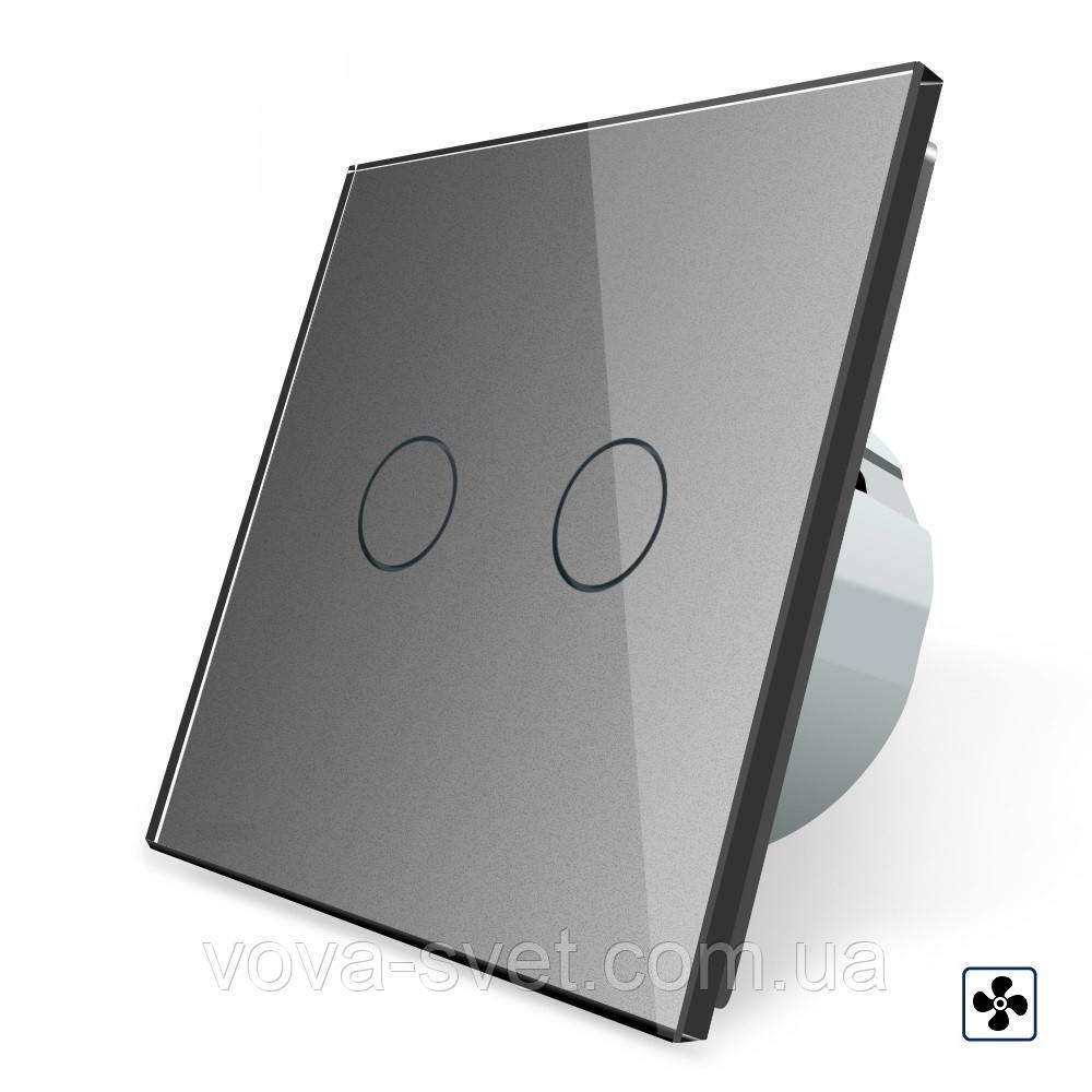 Сенсорний вимикач Livolo для ванної кімнати світло і витяжка сірий скло (VL-C702-2IH-15)