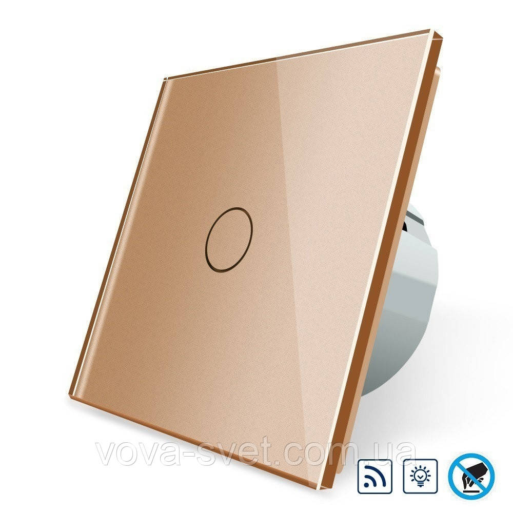 Безконтактний радіокерований диммер 1 сенсор Livolo золото скло (VL-C701DR-PRO-13)