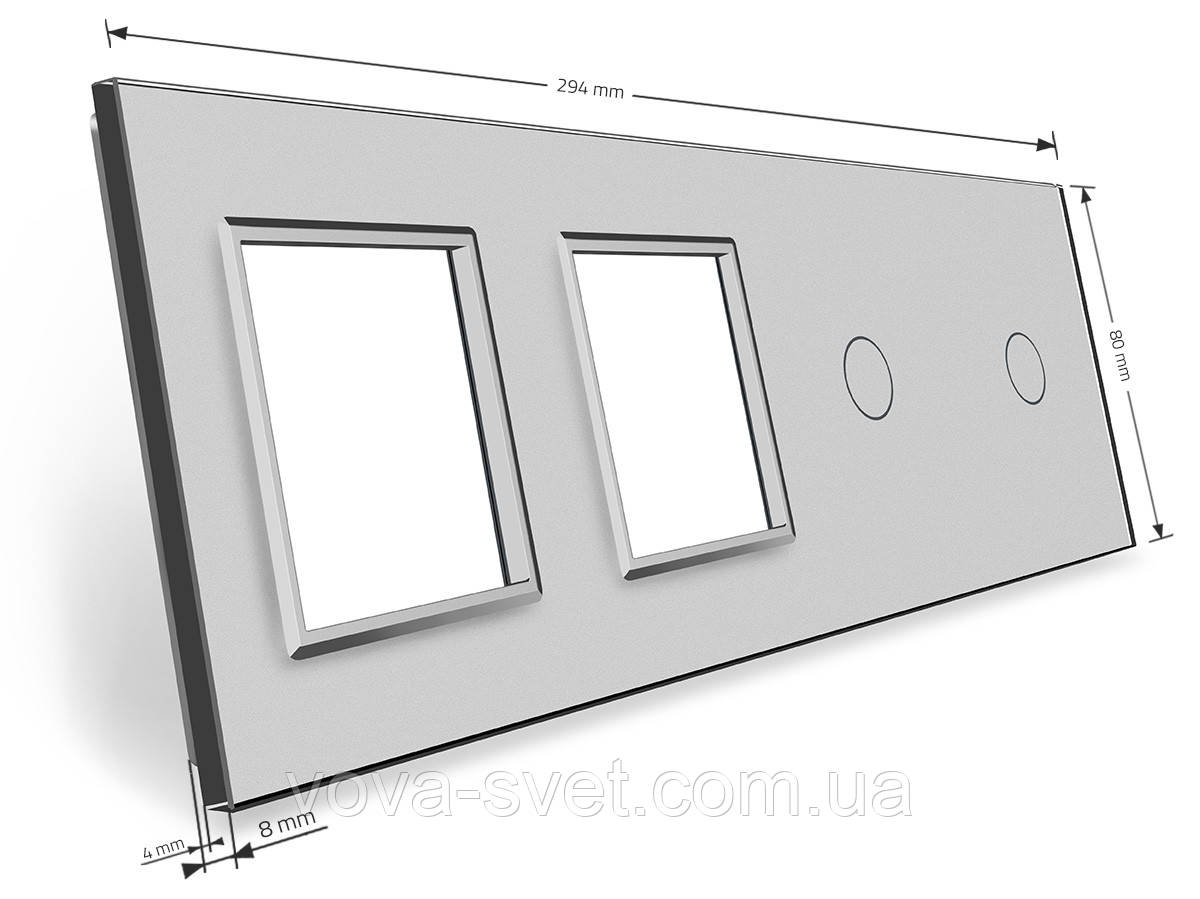 Сенсорная панель выключателя Livolo 2 канала и две розетки (1-1-0-0) серый стекло (VL-C7-C1/C1/SR/SR-15) - фото 3 - id-p816445278