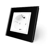 Розетка с заземлением Livolo черный белый стекло (VL-C7C1EU-12/11)