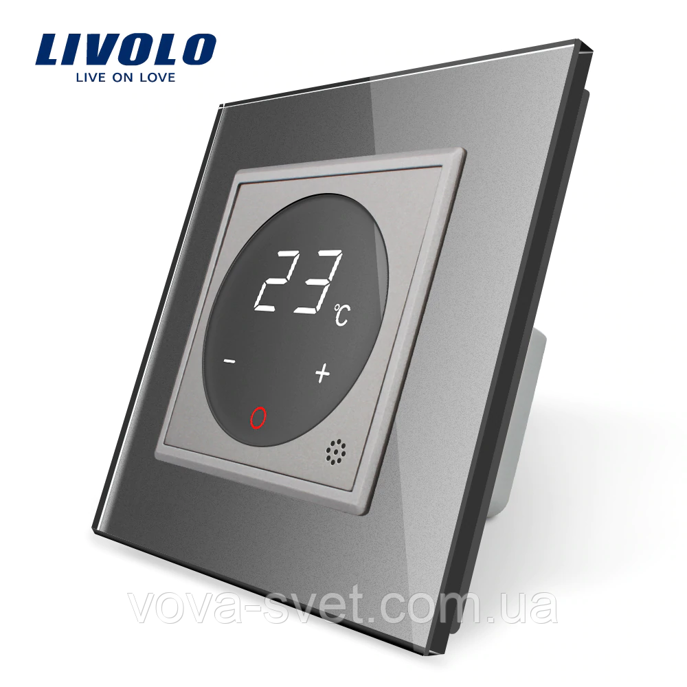 Терморегулятор з вбудованим датчиком температури Livolo сірий (VL-C701TM-15)