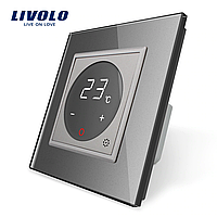 Терморегулятор з вбудованим датчиком температури Livolo сірий (VL-C701TM-15)