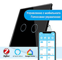 Розумний сенсорний ZigBee вимикач 2 сенсора Livolo чорний скло (VL-C702Z-12)