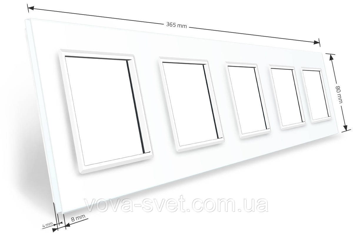 Рамка розетки Livolo 5 постов белый стекло (VL-C7-SR/SR/SR/SR/SR-11) - фото 3 - id-p816442721